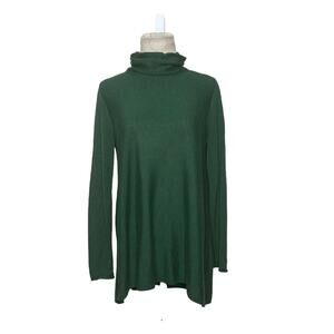 Eileen Fisher green high neck long sleeves sweater size small